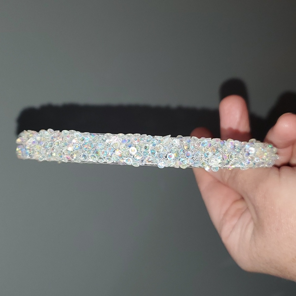 New boutique handmade rhinestone glitter flexible plastic headband - Picture 2 of 5